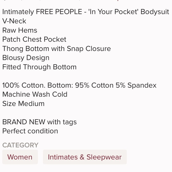 Free People In Your Pocket Athena Bodysuit M - Picture 12 of 12